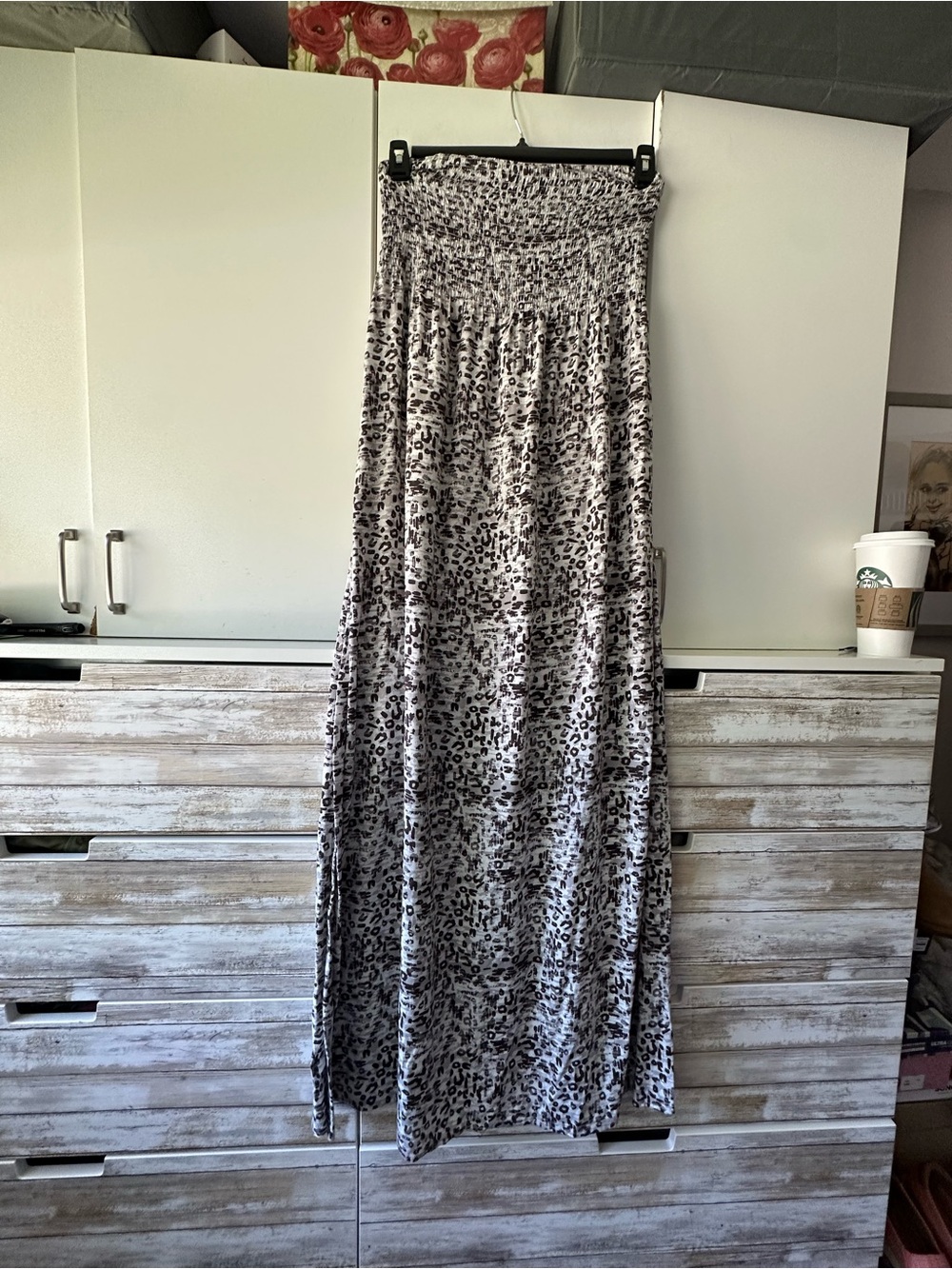 🐆 Mudd Animal Print Smocked Maxi Dress XL Boho Vacation Resort